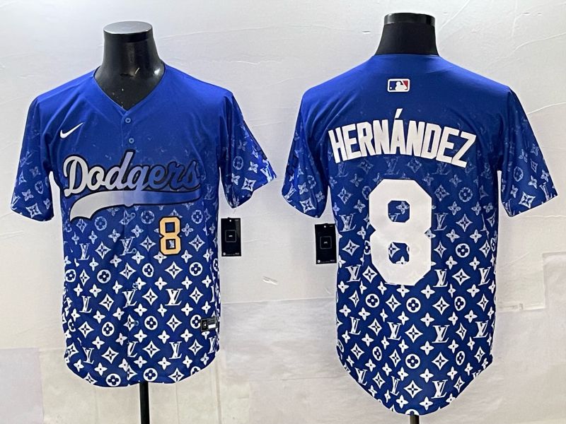 Men Los Angeles Dodgers #8 Hernandez Blue Nike 2025 MLB jersey 04->los angeles dodgers->MLB Jersey